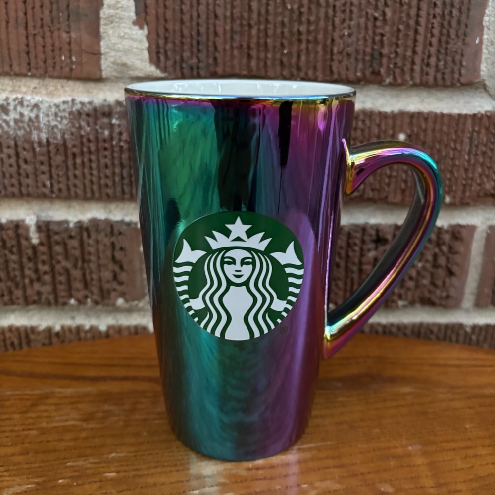 Starbucks Coffee Mug 16oz Rainbow Holographic Iridescent Oil Slick 2022 Holiday